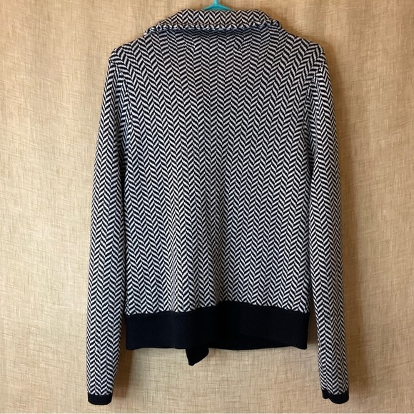 oona & maud Anthropology Zip Front Sweater women’s‎ size Large black and white - Picture 2 of 5
